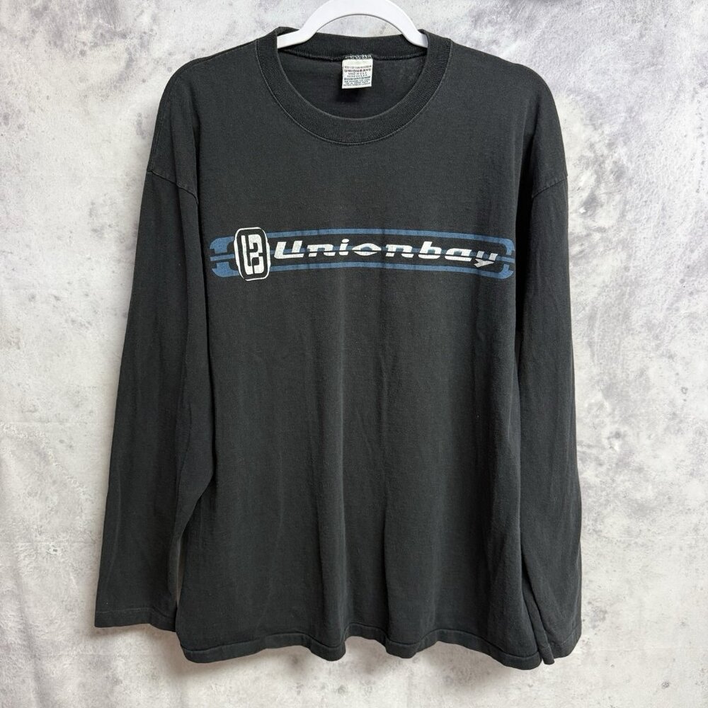 Vintage Union Bay T Shirt Mens XL 23.5x28 Black Long Sleeve Y2K 90s Skate